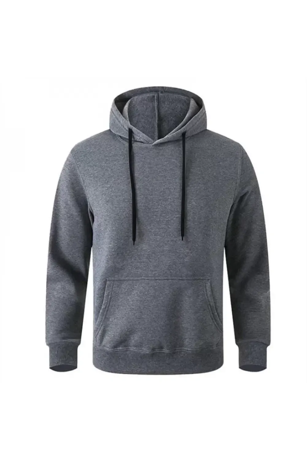 Erkek Uzun Kol Kapşonlu Basic Sweatshirt Hoodie - Füme