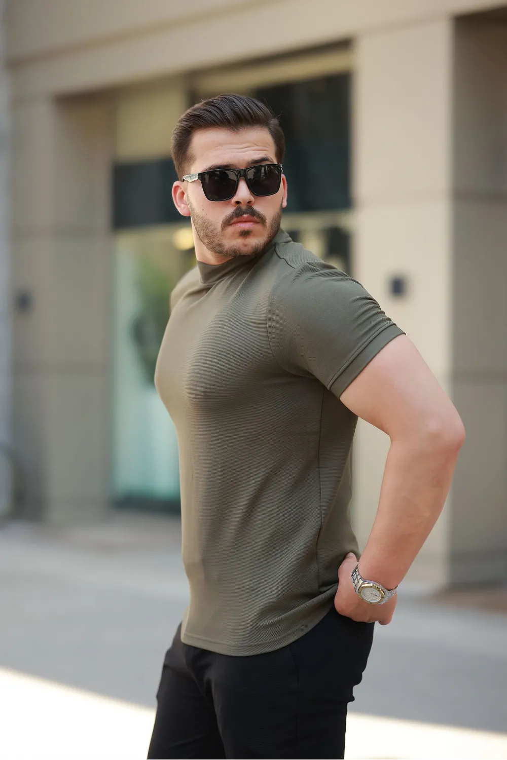 Erkek Yarım Balıkçı Yaka Kısa Kollu T-shirt