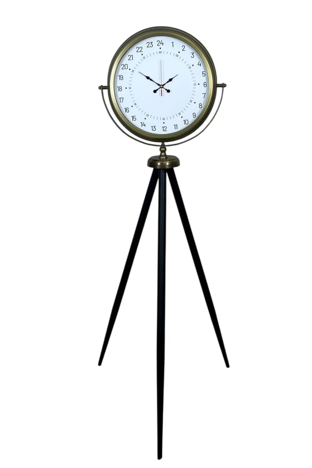 Eskitme 24 Saat Göstergeli Özel Tasarım Tripod Ayaklı Saat