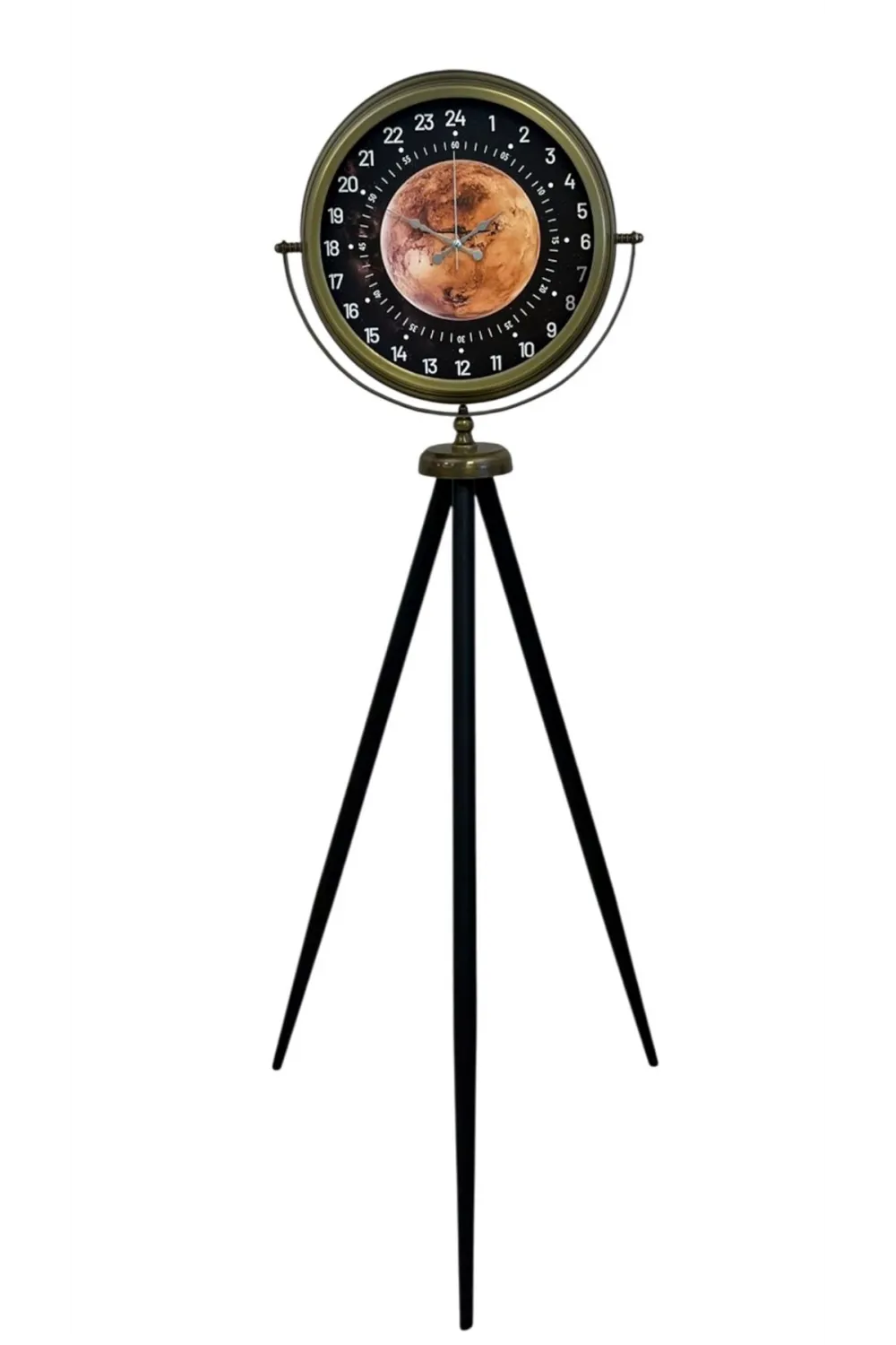 Eskitme 24 Saat Göstergeli Özel Tasarım Tripod Ayaklı Saat