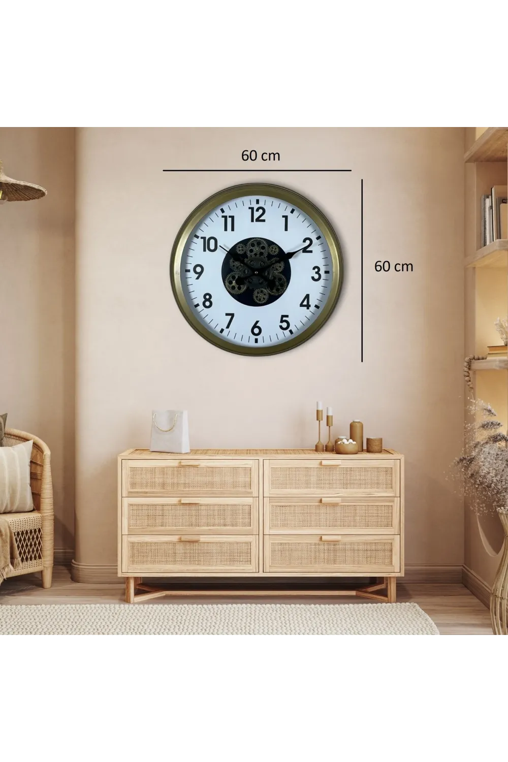 Eskitme 60 Cm Çarklı Klasik Duvar Saati