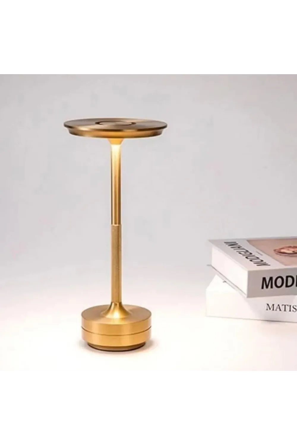Eskitme Gold Kasa Dokunmatik Şarjlı Masa Lambası – 3 Renk Işık Modlu, Led Aydınlatmalı, Modern &amp; Dekoratif Abajur