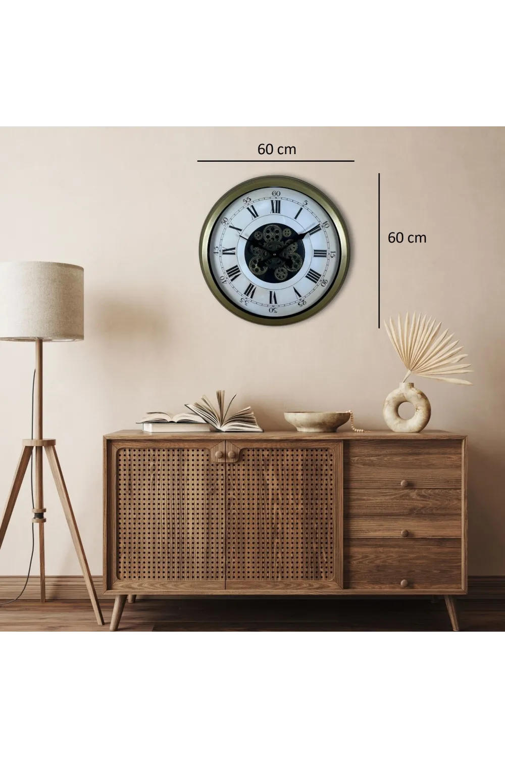 Eskitme Roma Rakamlı Elite 60 Cm Çarklı Duvar Saati