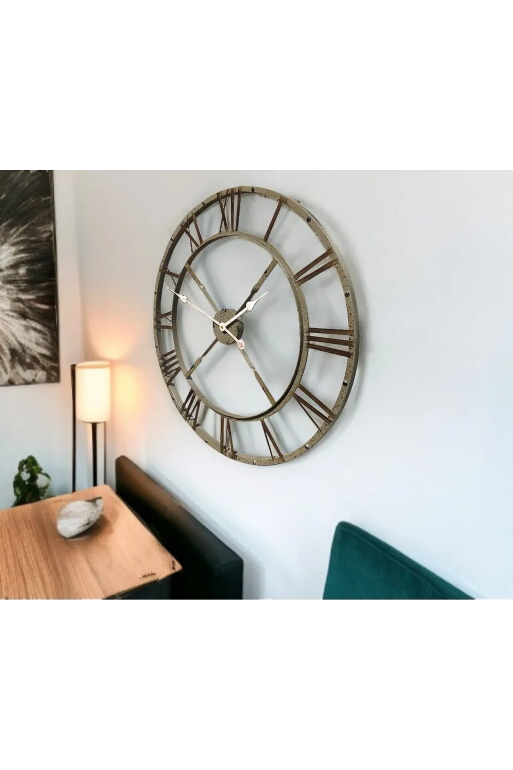 Eskitme Stil 73 Cm Duvar Saati