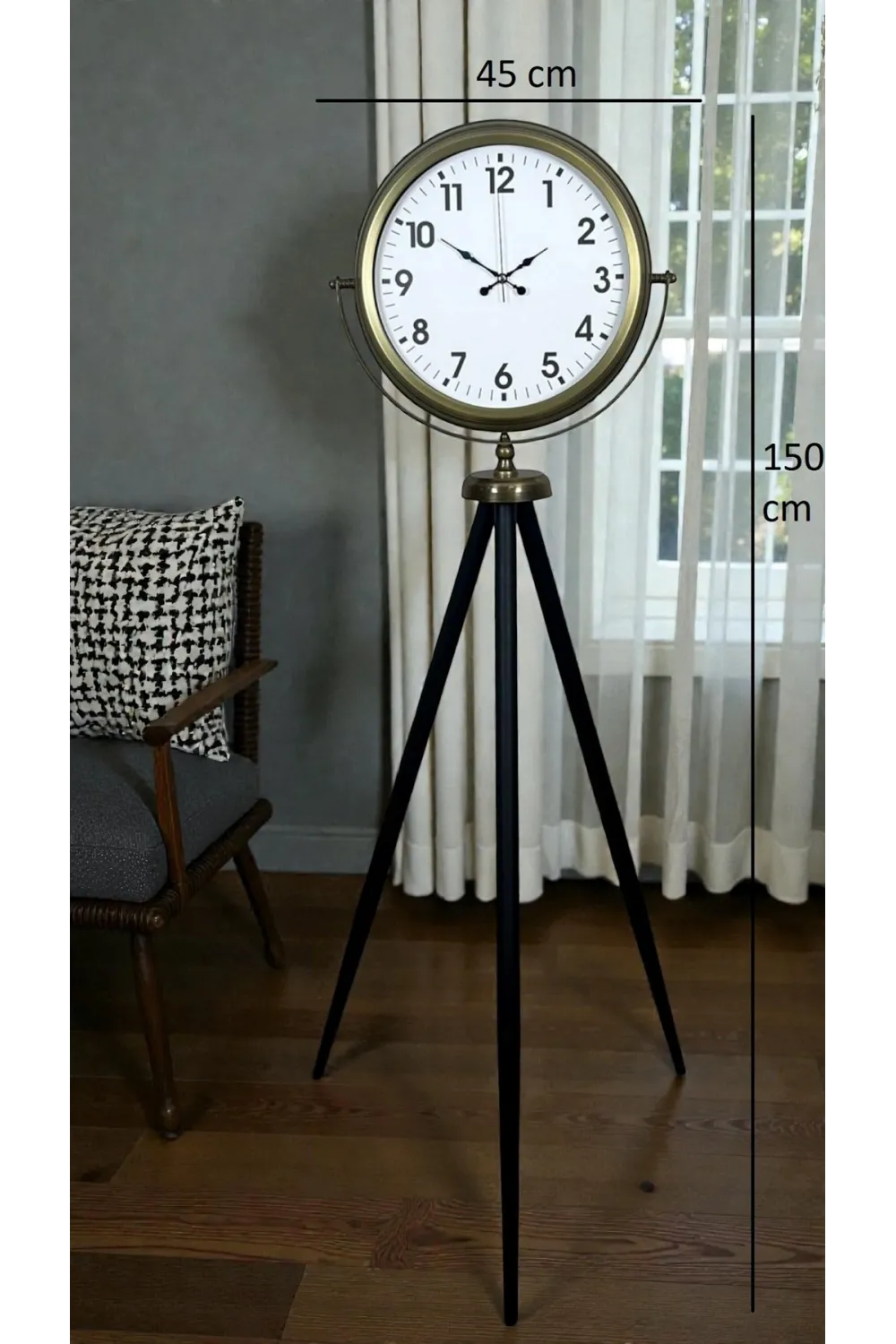 Eskitme Tripod Ayaklı Dekoratif Saat