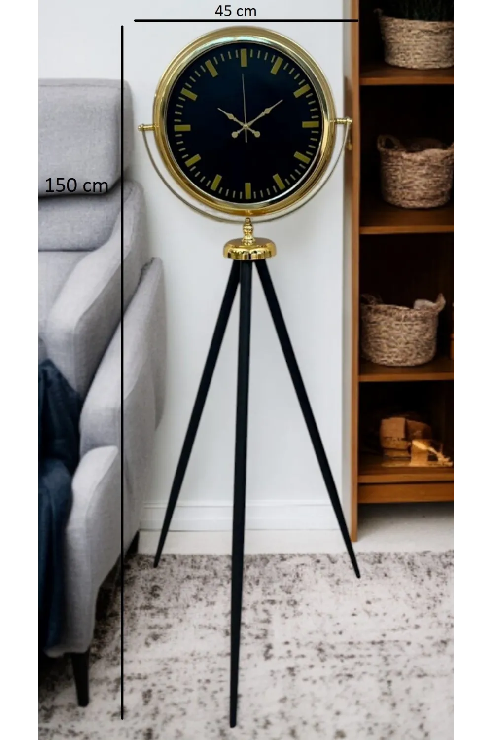 Eskitme Tripod Ayaklı Dekoratif Saat