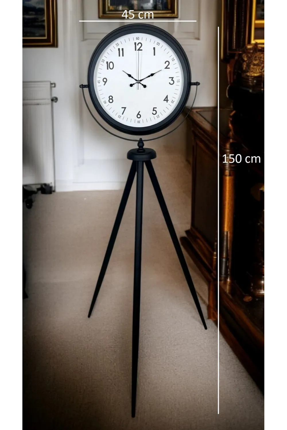 Eskitme Tripod Ayaklı Dekoratif Saat