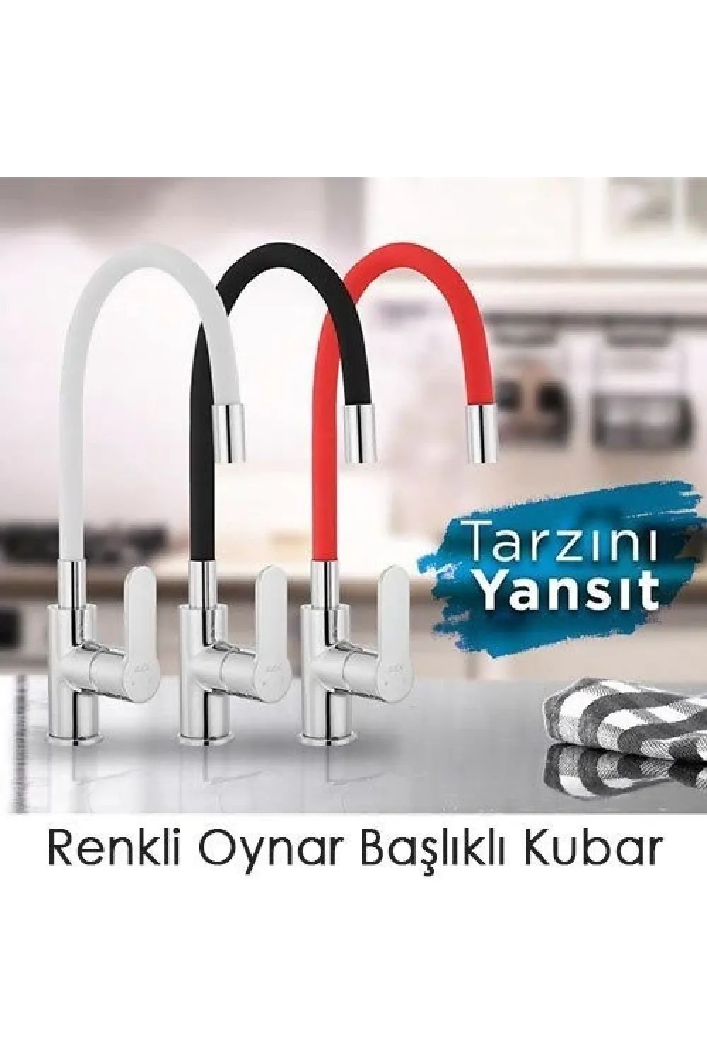 Esnek Kıvrılabilir Renkli Silikon Oynar Başlıklı Musluk Bataryası Başlığı Kubar