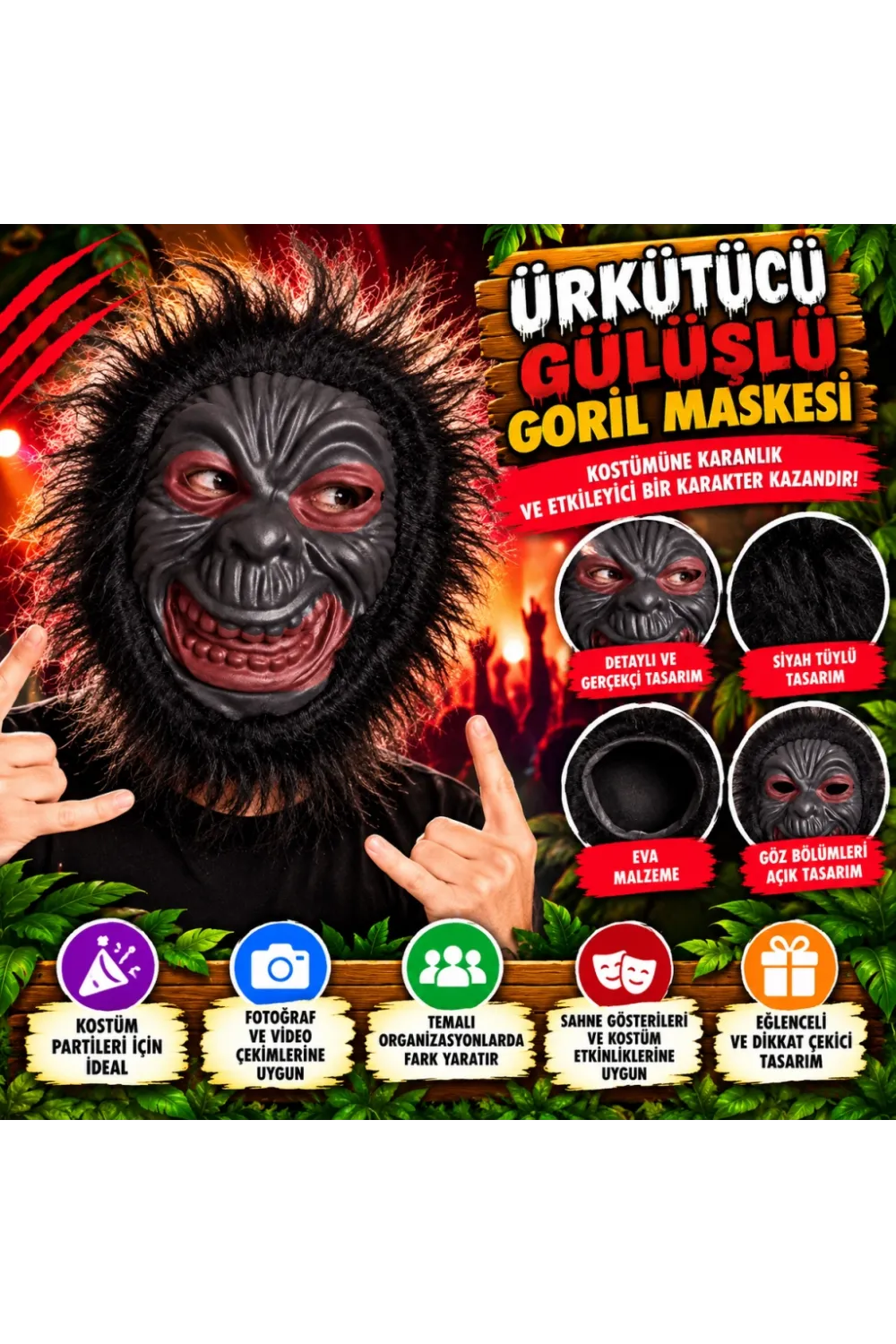 Eva Goril Maskesi – Ürkütücü Gülüşlü Goril