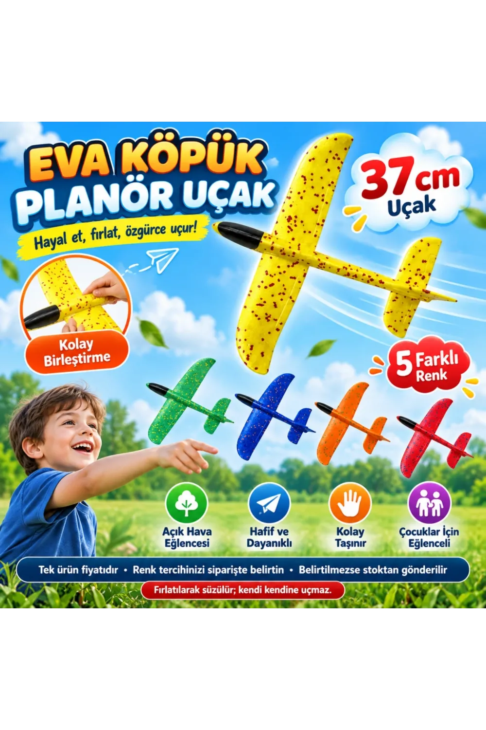 Eva Siyah Başlıklı Uçak 37 cm