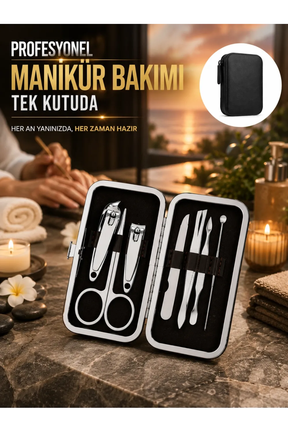 Evde Profesyonel Tırnak Bakımı İçin 7 Parça Premium Bakım Seti