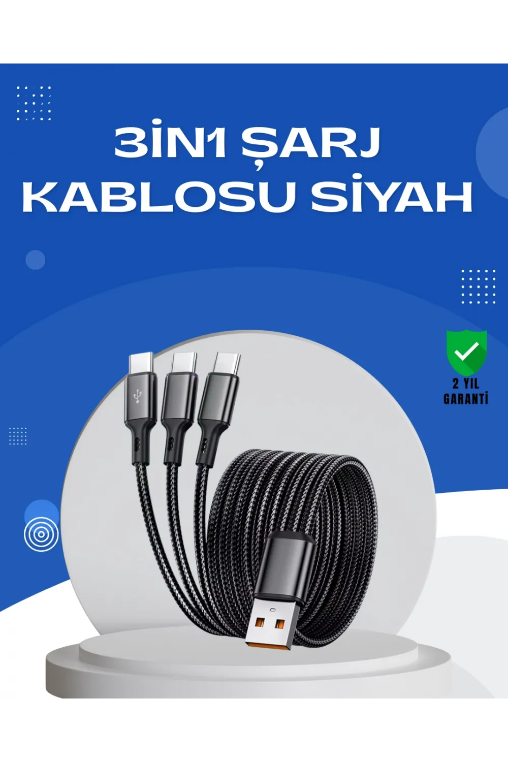 Evrensel 3 Başlıklı Şarj Kablosu – İphone Huawei Samsung İçin
