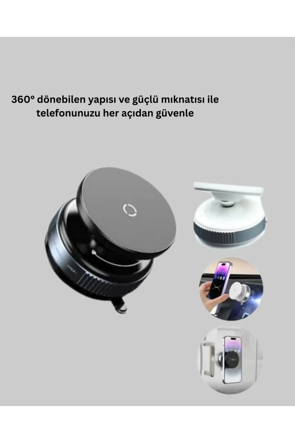 Evrensel Manyetik Araç Telefon Tutucu 360° Döner Başlık