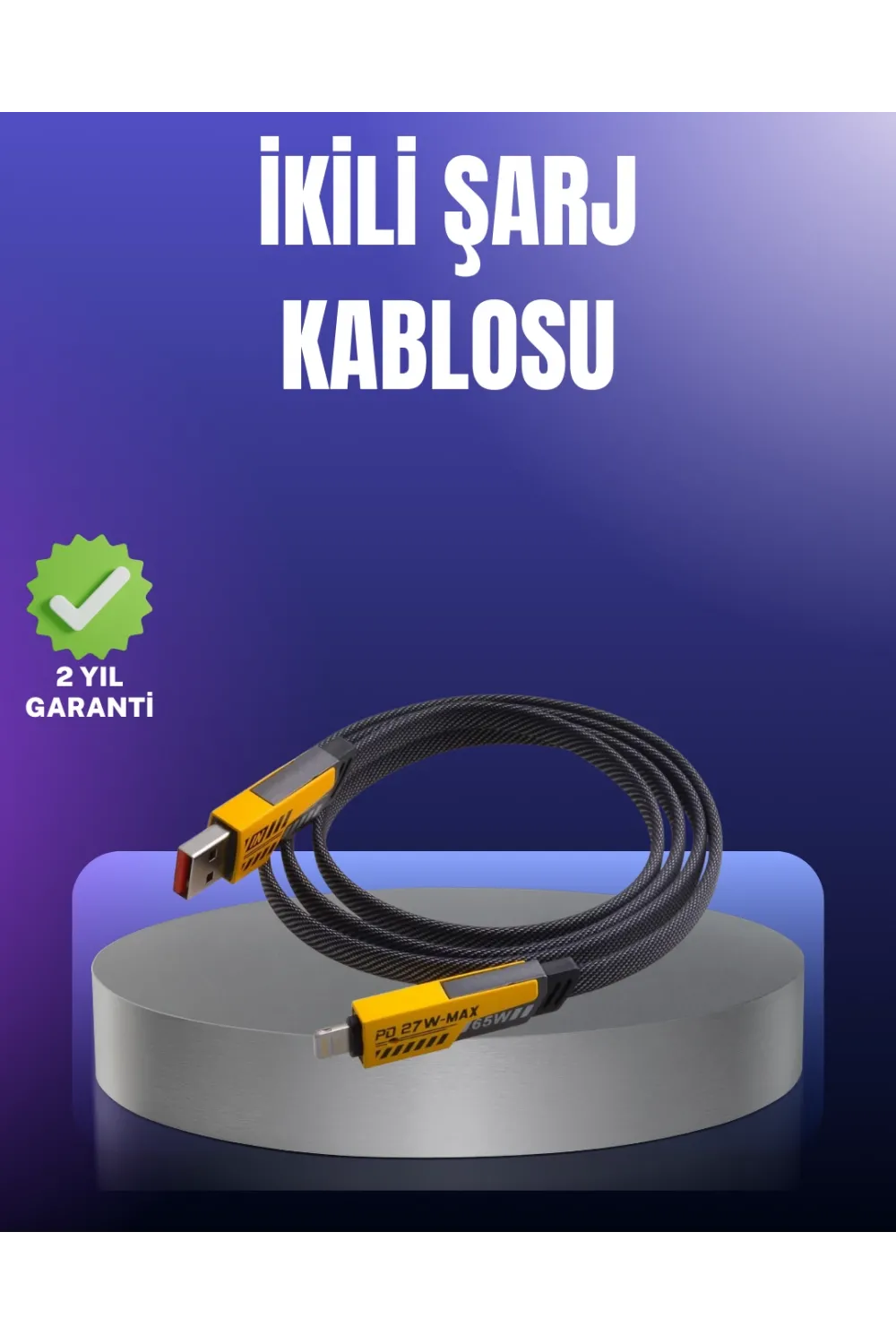 Evrensel Uyumluluklu Dayanıklı Metal Başlıklı Hızlı Şarj Kablosu