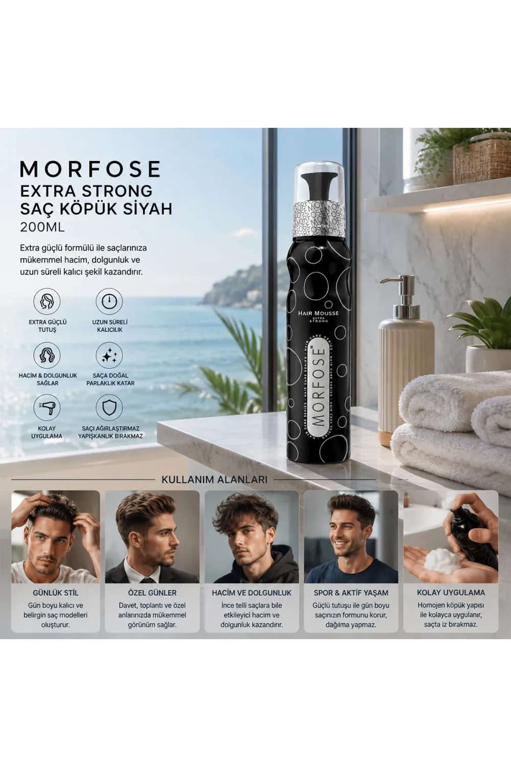 Extra Strong Siyah Saç Köpüğü