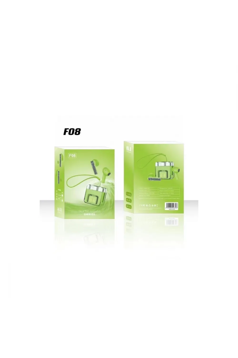F08 Dijital Şarj Göstergeli Tws Bluetooth Kulaklık - Yeşil