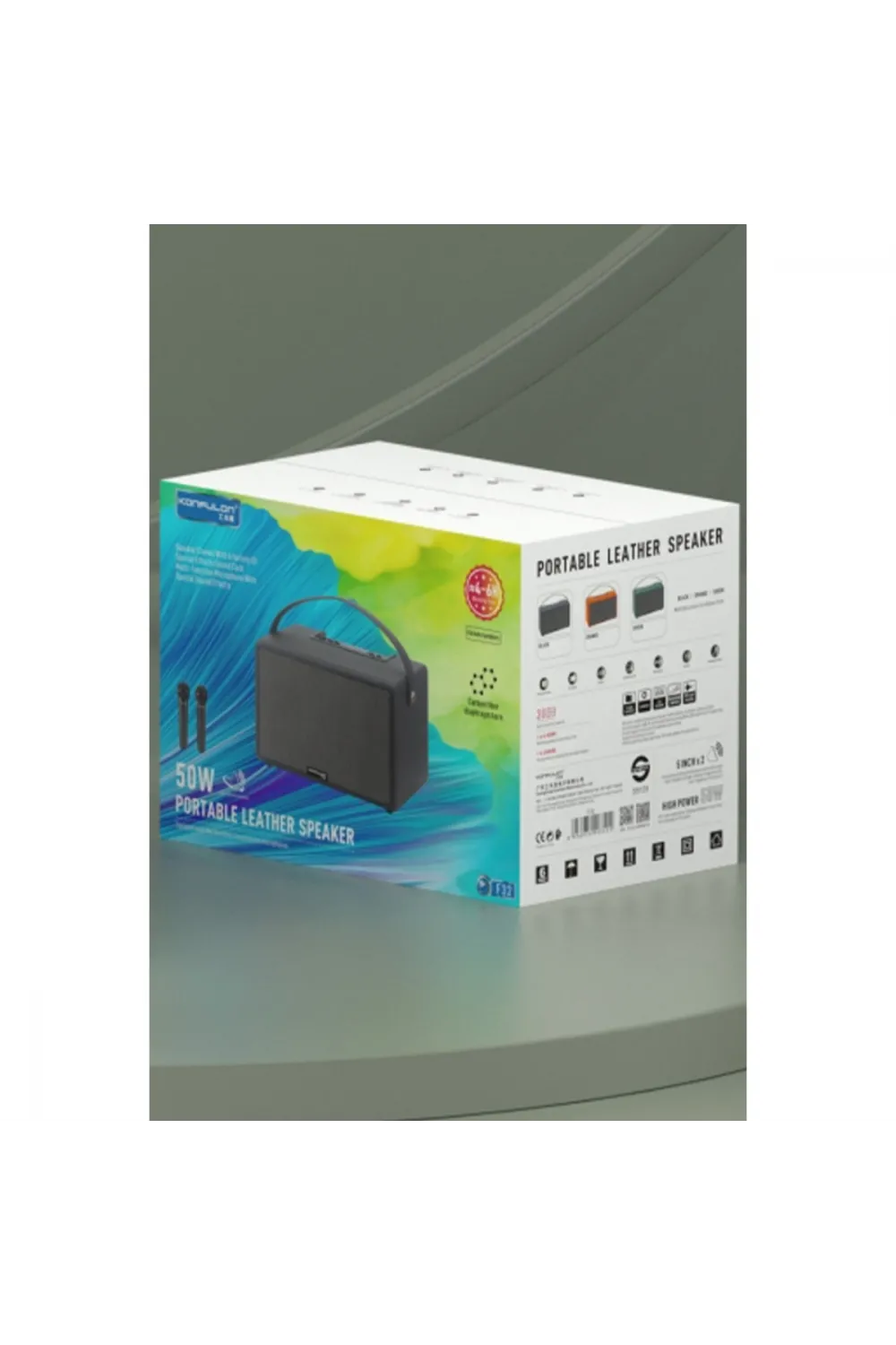 F32 2x50w Sürücülü 2 Adet Mikrofonlu Bt 5.2 Kablosuz Hoparlör - Siyah