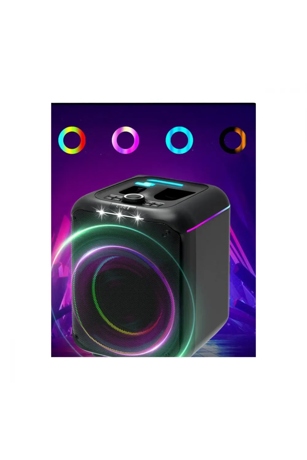 F39 25w Sürücülü Rgb Işıklı 2 Adet Mikrofonlu Bluetooth 5.3 Kablosuz Hoparlör – Siyah