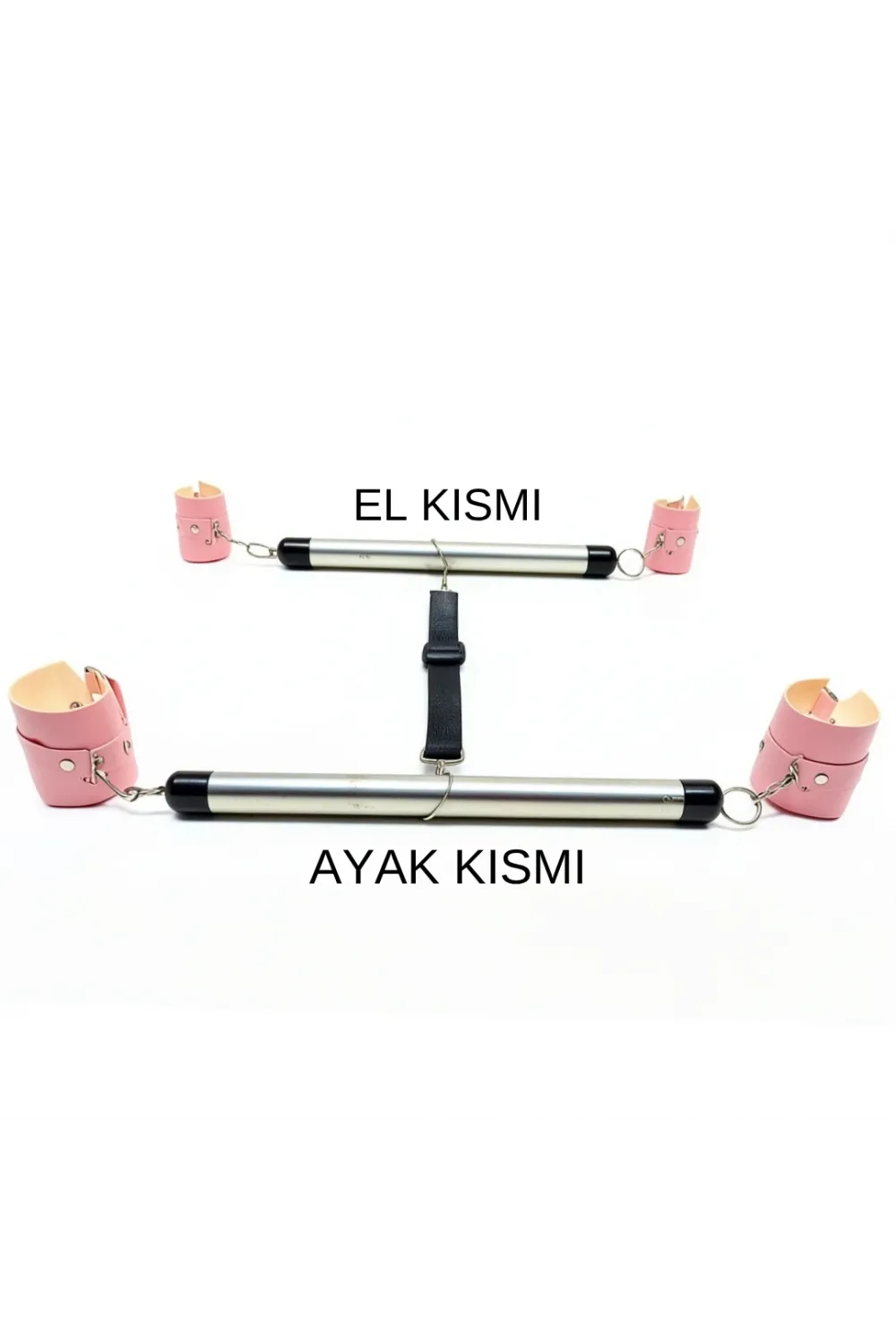 Fantezi Pembe Deri Seksi Borulu Yatak Kelepçesi IEG5383
