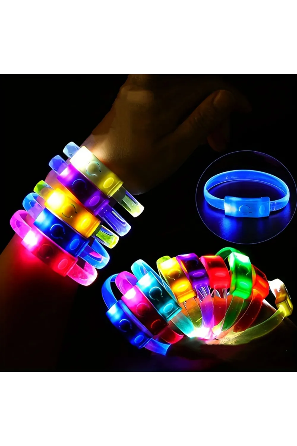 Festival & Parti LED Bileklik Baskı Yapılabilir 3 Farklı Mod Işıklı 1 Adet