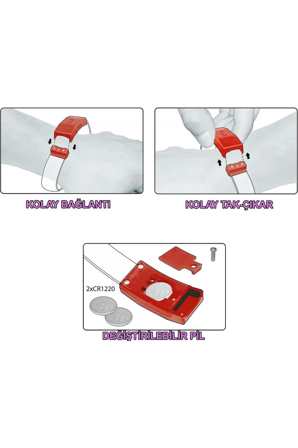 Festival & Parti LED Bileklik Baskı Yapılabilir 3 Farklı Mod Işıklı 1 Adet
