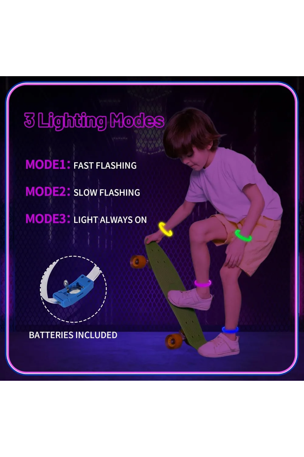 Festival & Parti LED Bileklik Baskı Yapılabilir 3 Farklı Mod Işıklı 1 Adet