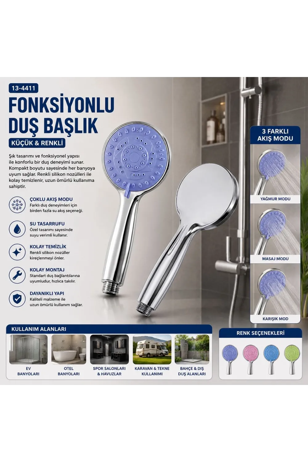 Fonksiyonlu Küçük El Duş Başlığı