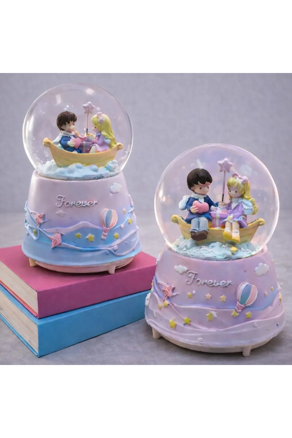 Forever Romantik Çift Figürlü Işıklı Otomatik Büyük Boy Kar Küresi