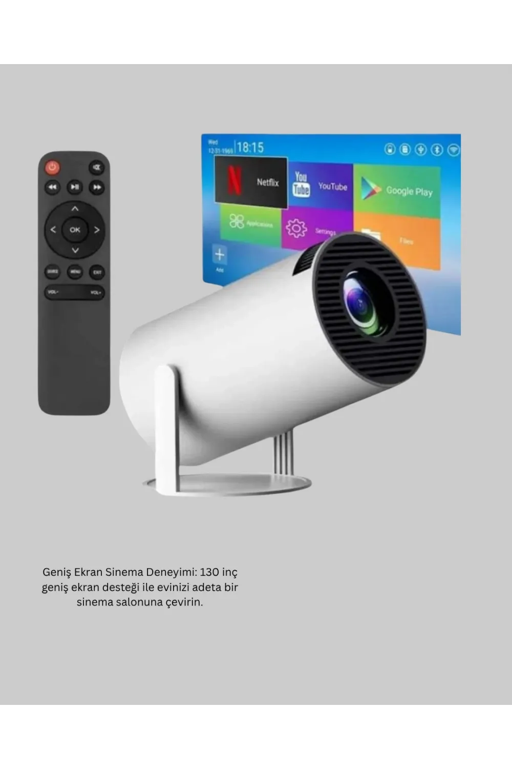 Full Hd 4k Destekli Akıllı Projeksiyon – 130 İnç Ekran, Uzun Ömürlü Ampul Ve Çoklu Giriş