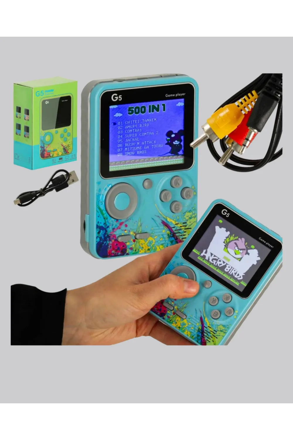 G5 Taşınabilir Retro Game Box 500 Oyunlu Şarjlı Mini Oyun Konsolu