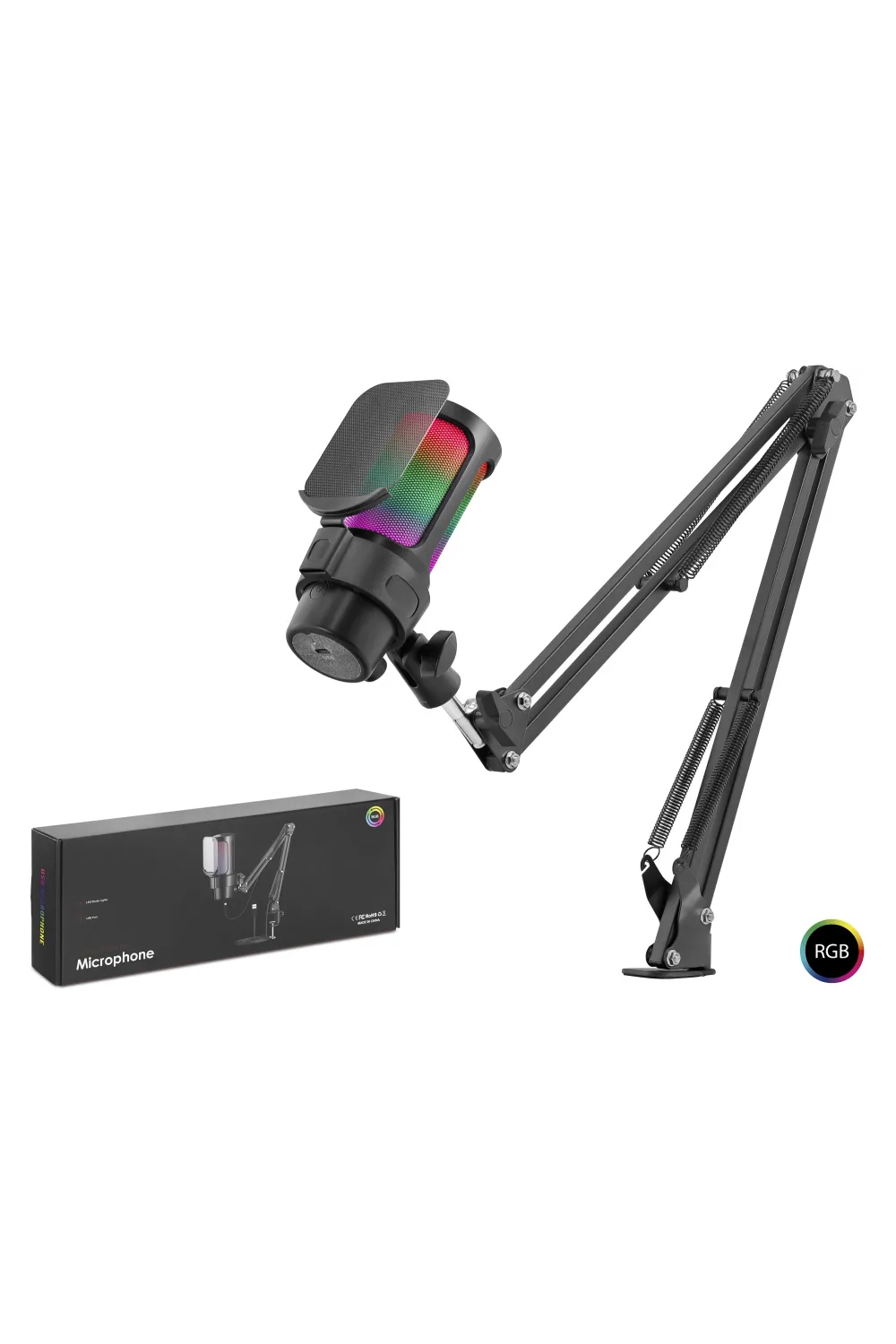 Gaming RGB Mikrofon Seti Boom Mikrofon Kolu Type-C 192kHz 24Bit Siyah M835B