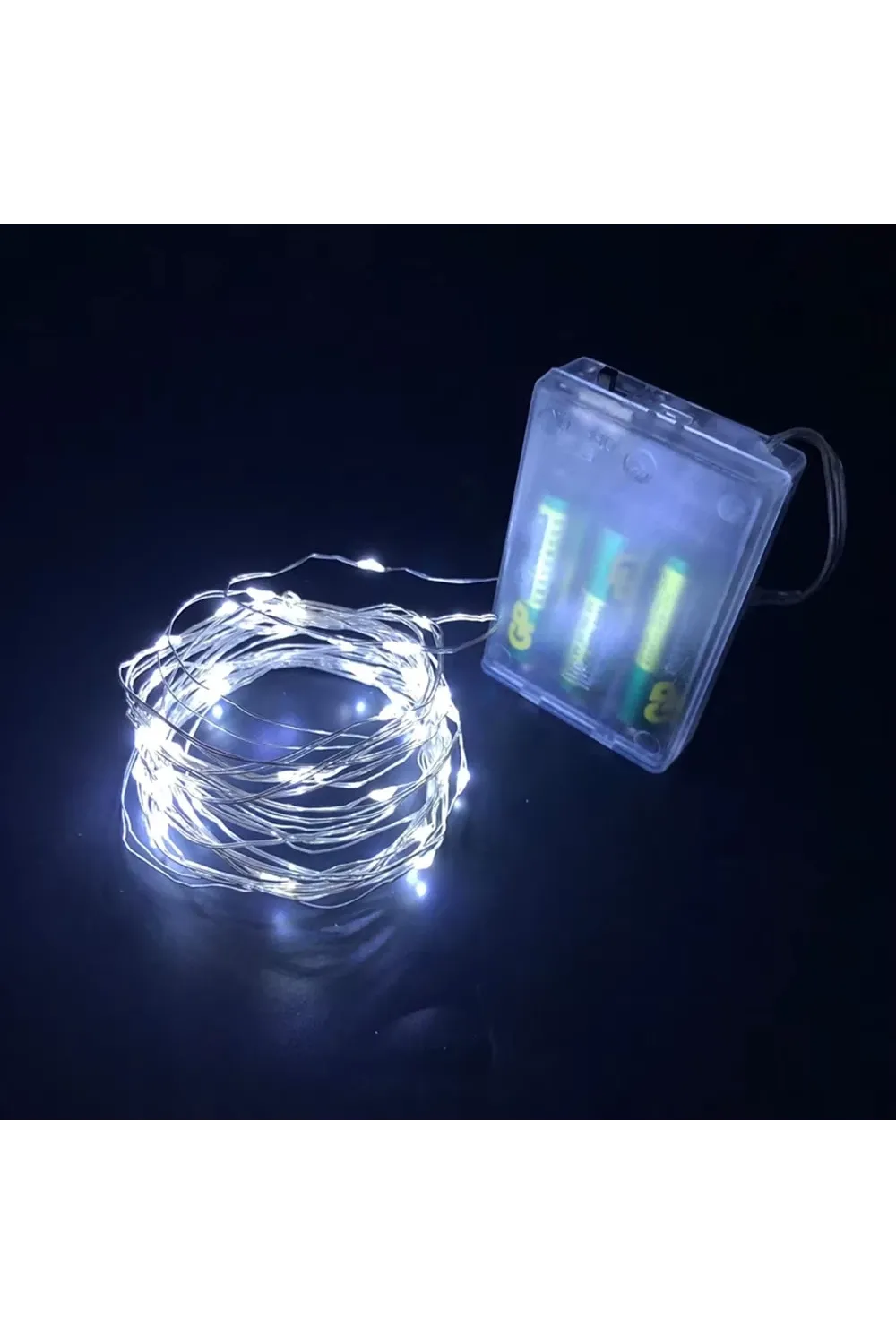 GD957 Şerit Pilli Aydınlatma 3 metre 30 Adet Beyaz Peri Led