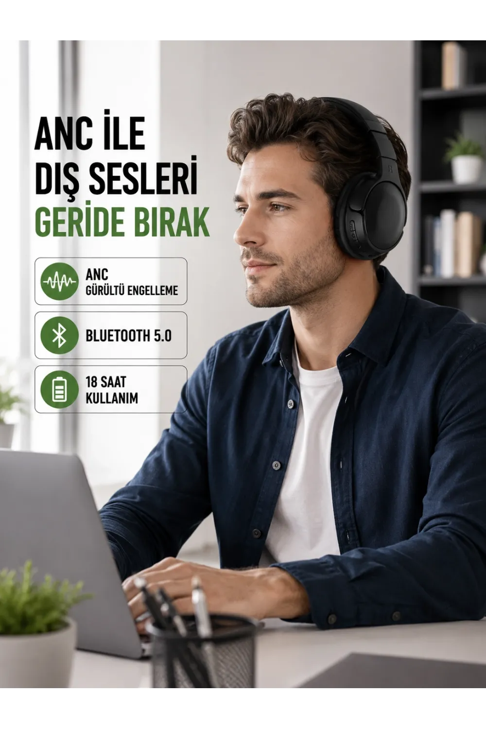 Geniş Frekans Aralıklı Bluetooth Kulak Üstü Kulaklık
