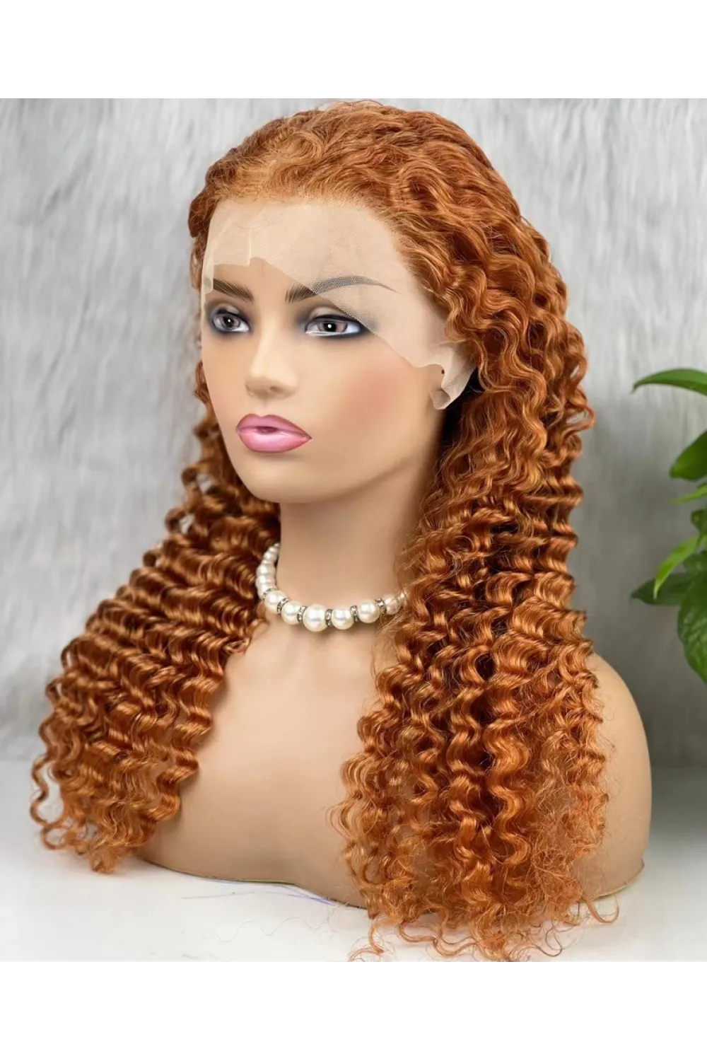 Gerçek Front Lace Tül Peruk - Afro Dalgalı - Bakır 70-75cm