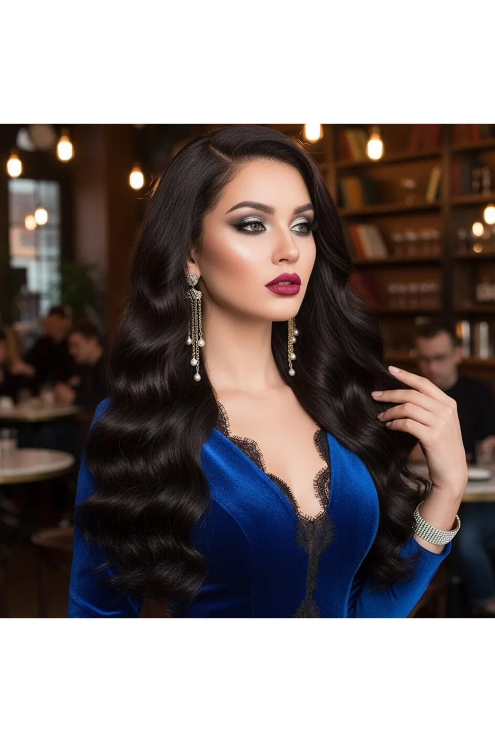 Gerçek Front Lace Tül Peruk - Dalgalı - Doğal 70-75cm