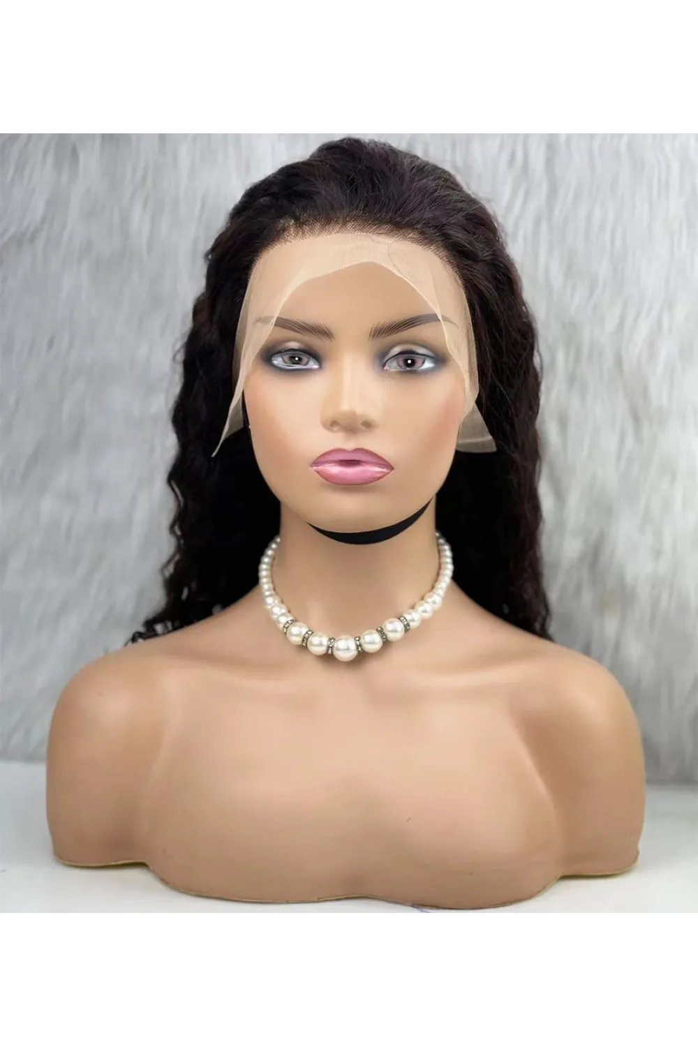 Gerçek Front Lace Tül Peruk - Derin Dalgalı - Doğal 50-55cm