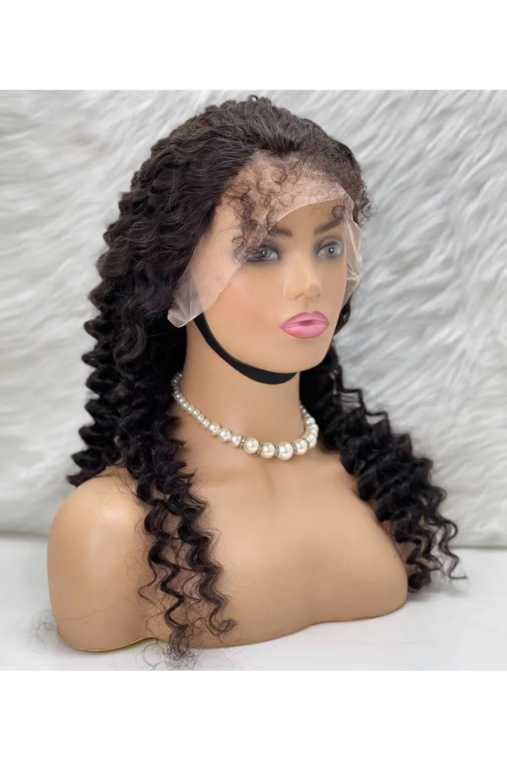Gerçek Front Lace Tül Peruk - Derin Dalgalı - Doğal 65-70cm