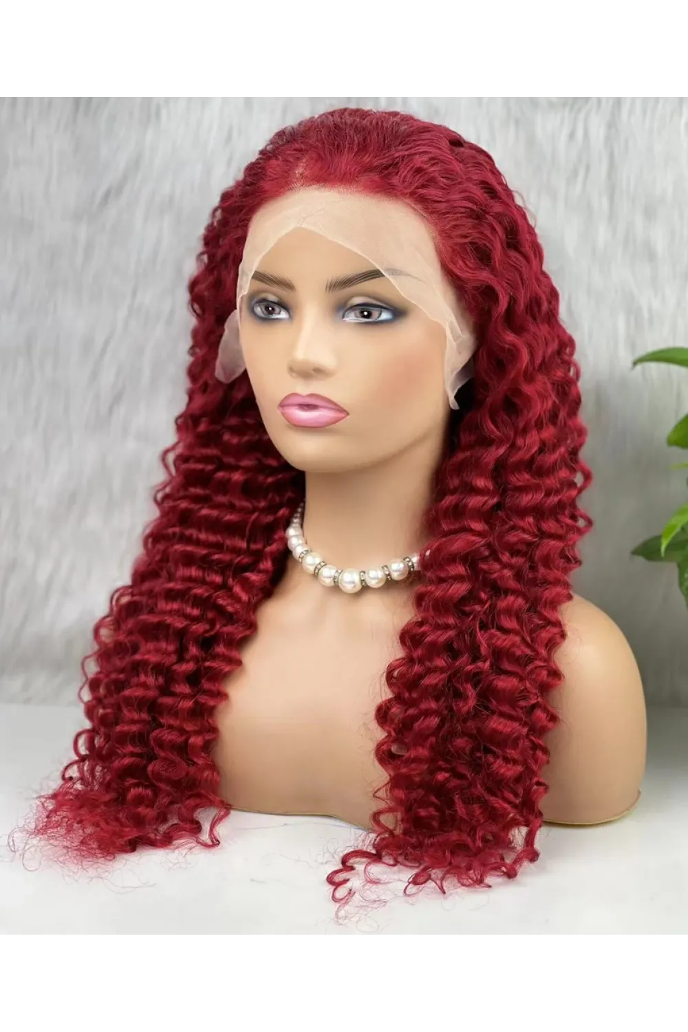 Gerçek Front Lace Tül Peruk - Derin Dalgalı - Kızıl 70-75cm