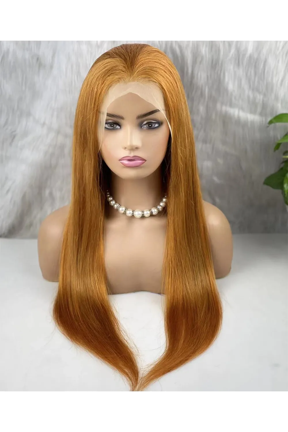 Gerçek Front Lace Tül Peruk - Düz - Bakır 70-75cm