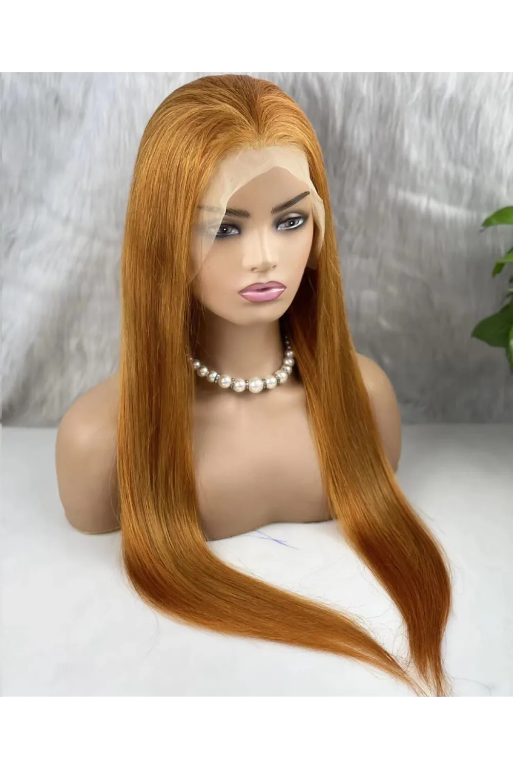 Gerçek Front Lace Tül Peruk - Düz - Bakır 70-75cm
