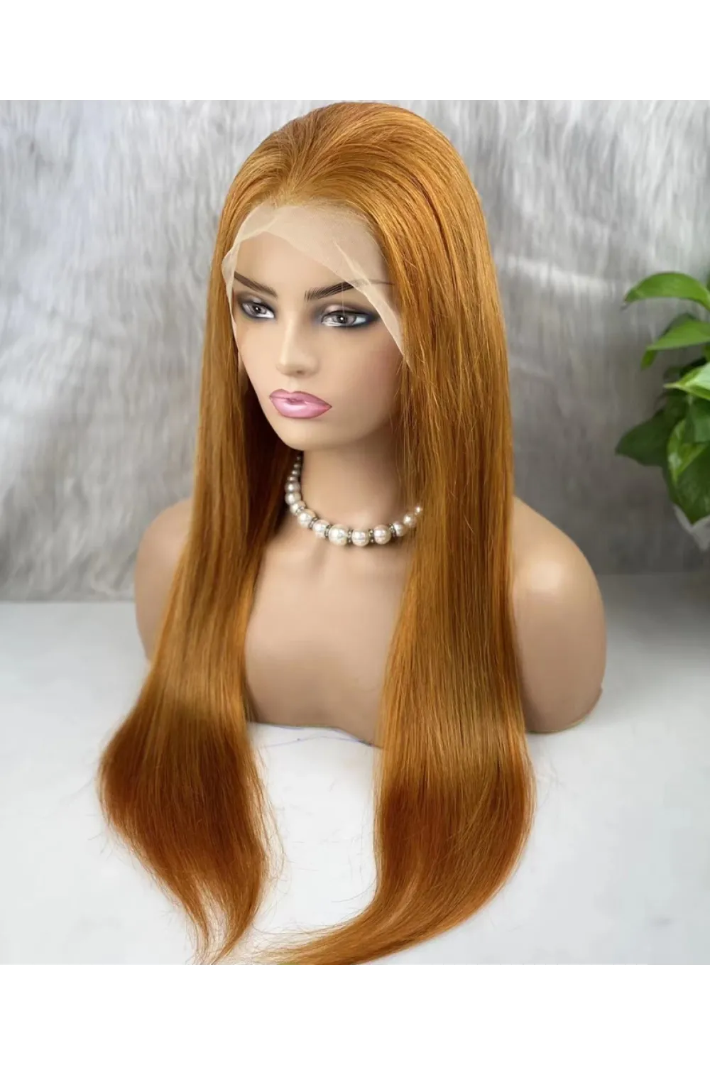 Gerçek Front Lace Tül Peruk - Düz - Bakır 70-75cm