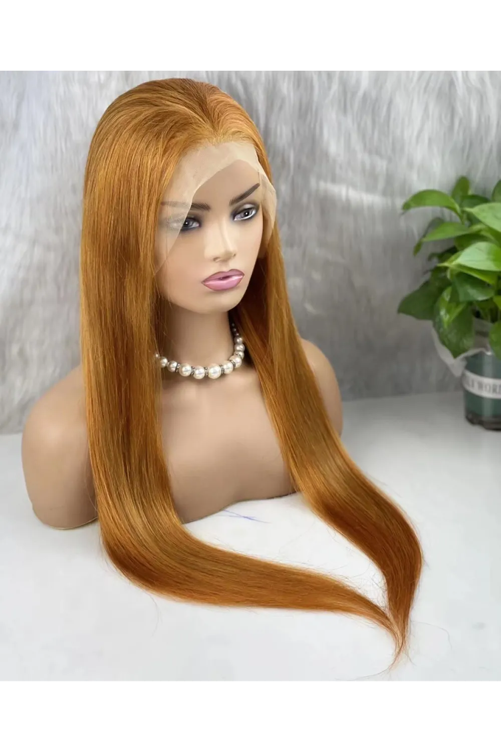 Gerçek Front Lace Tül Peruk - Düz - Bakır 70-75cm