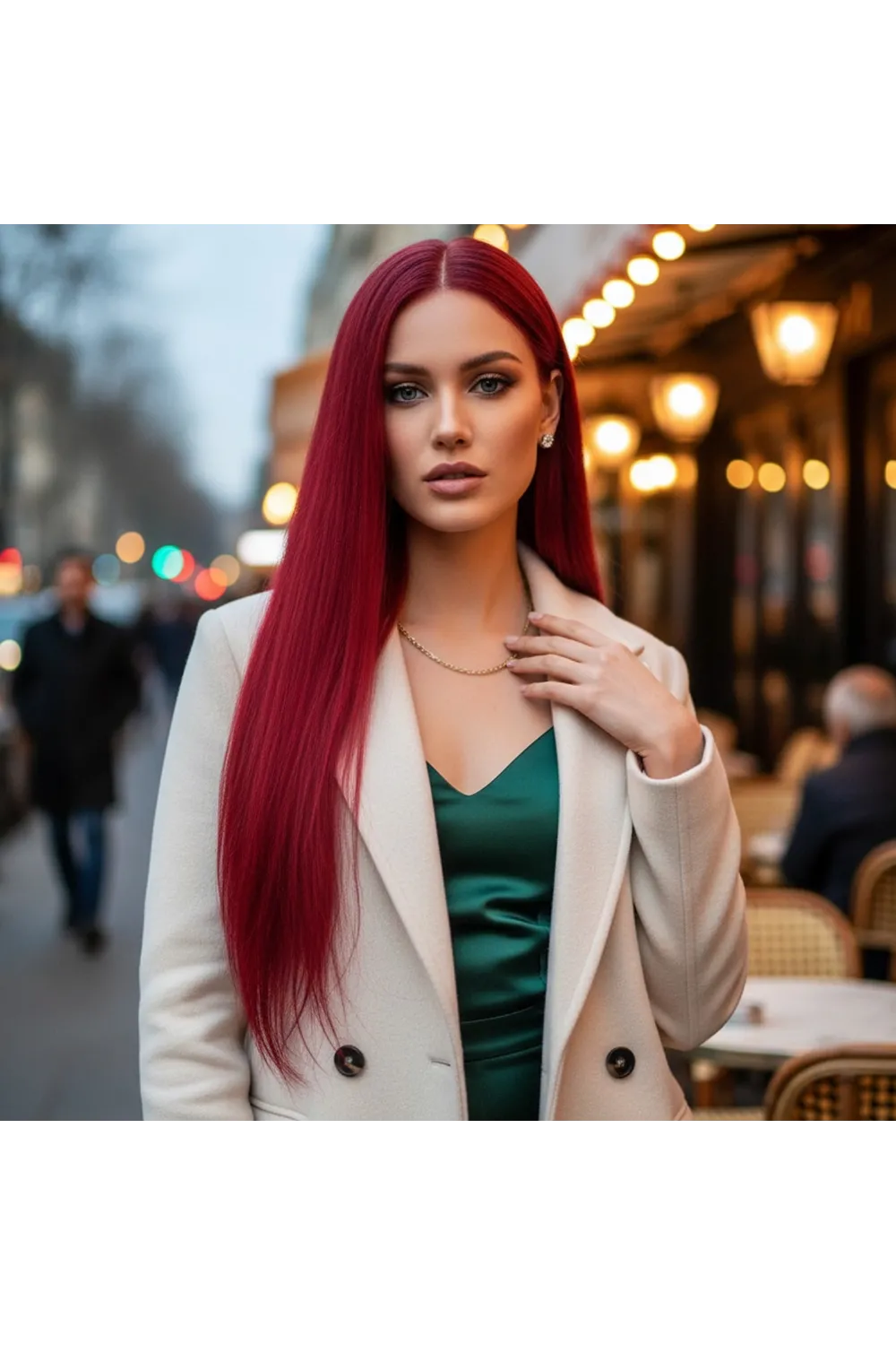 Gerçek Front Lace Tül Peruk - Düz - Kızıl 70-75cm