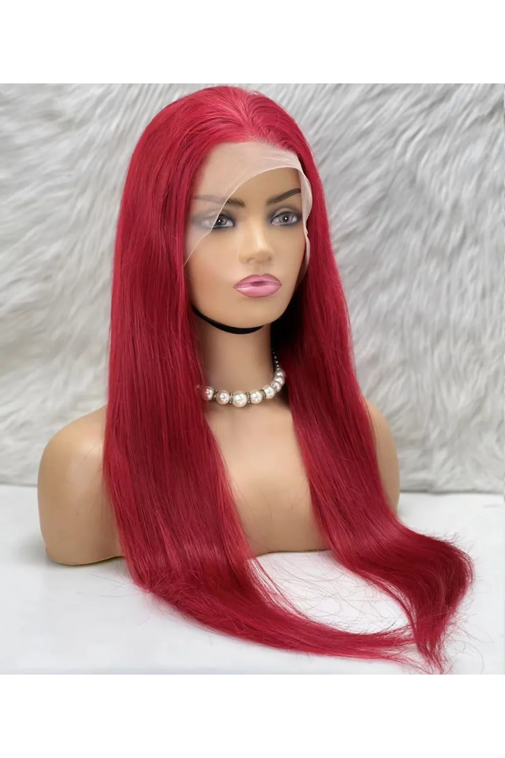 Gerçek Front Lace Tül Peruk - Düz - Kızıl 70-75cm