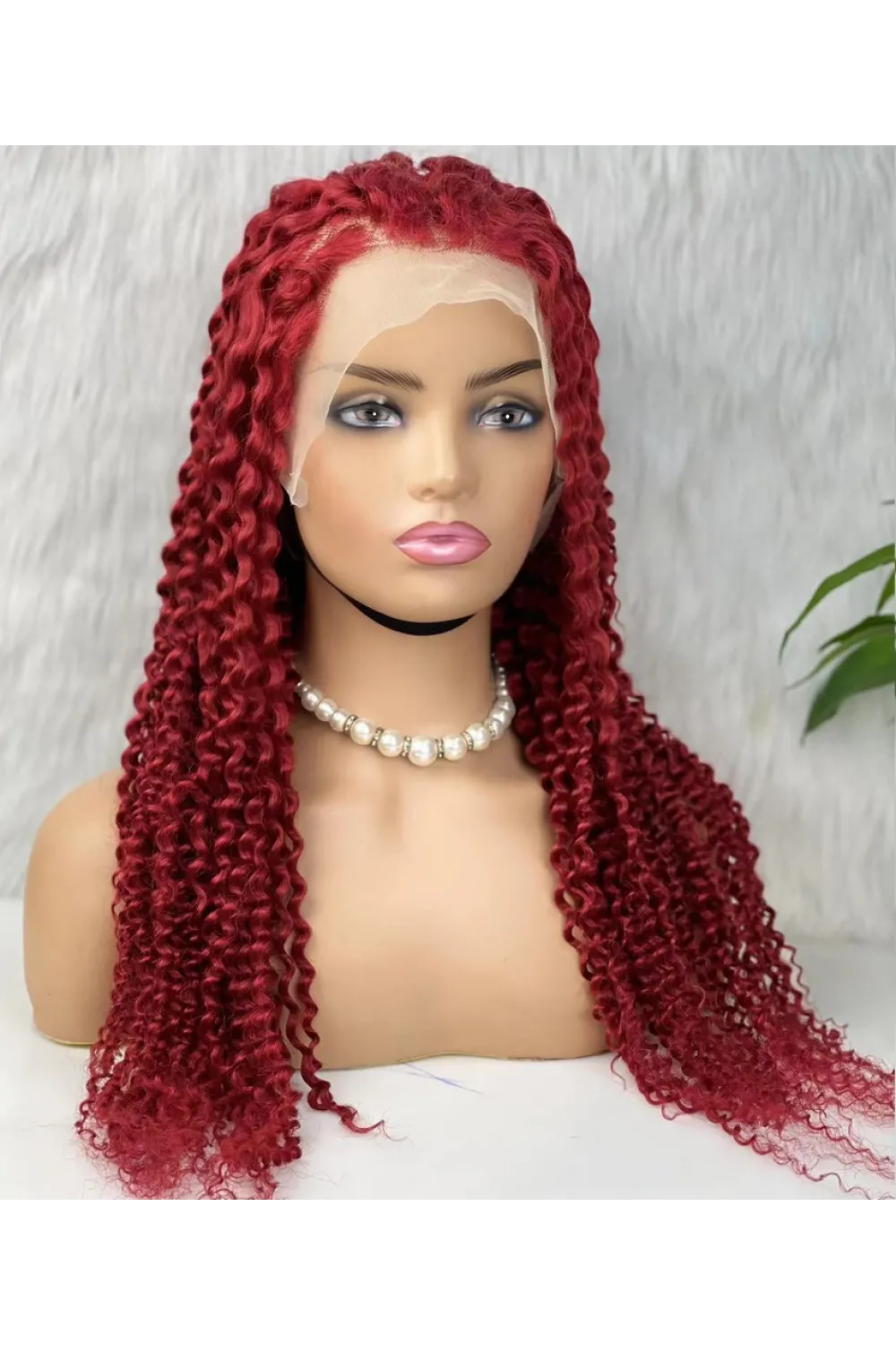 Gerçek Front Lace Tül Peruk - Kabarık Afro - Kızıl 70-75cm