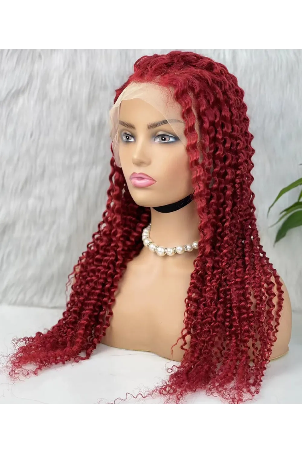 Gerçek Front Lace Tül Peruk - Kabarık Afro - Kızıl 70-75cm