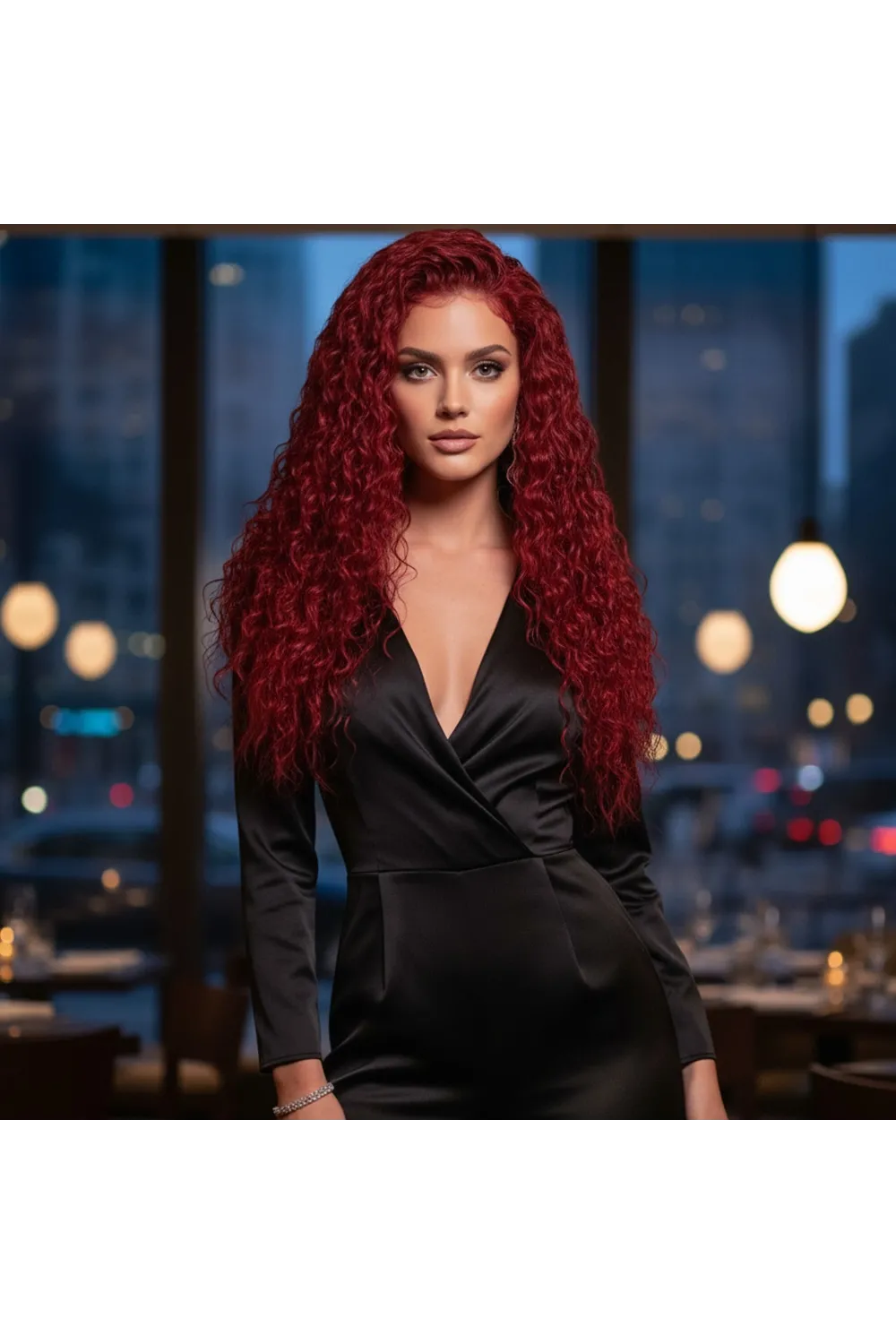 Gerçek Front Lace Tül Peruk - Su Dalgası - Kızıl 70-75cm