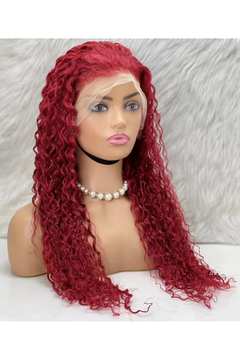 Gerçek Front Lace Tül Peruk - Su Dalgası - Kızıl 70-75cm