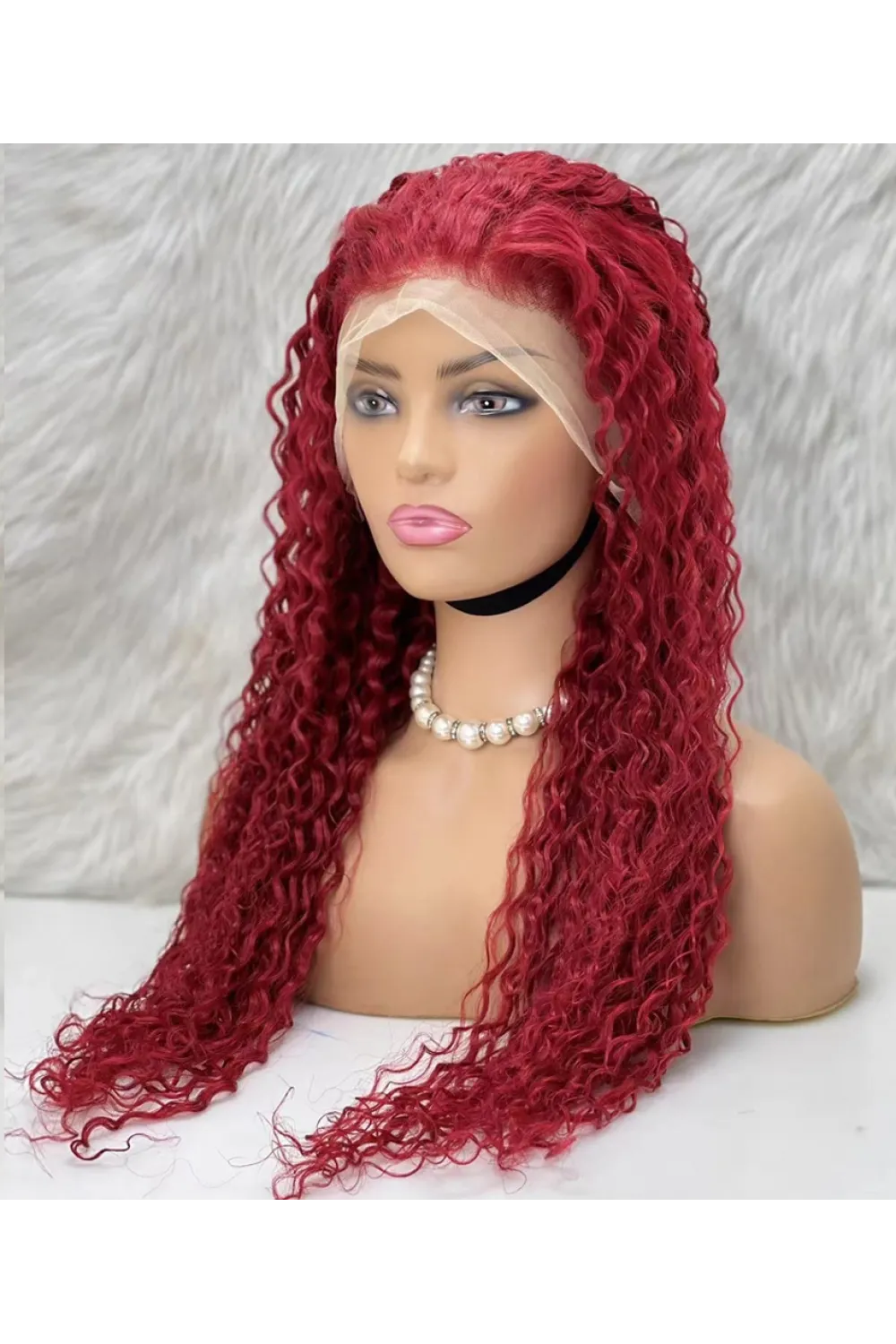 Gerçek Front Lace Tül Peruk - Su Dalgası - Kızıl 70-75cm