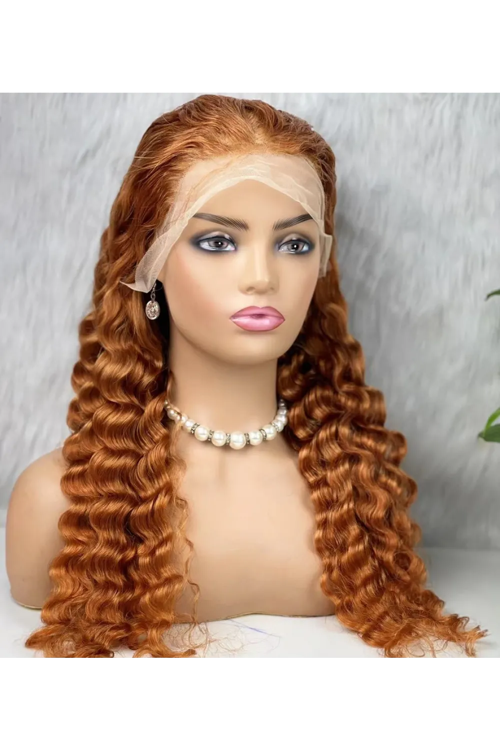 Gerçek Front Lace Tül Peruk - Yoğun Dalgalı - Bakır 70-75cm